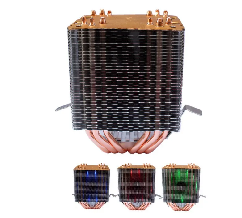 Lanshuo 6 тепловая труба 3 провода с светильник вентилятор ЦП вентилятор Радиатор кулер теплоотвод для Intel Lga 1155/1156/1366 охладитель тепла