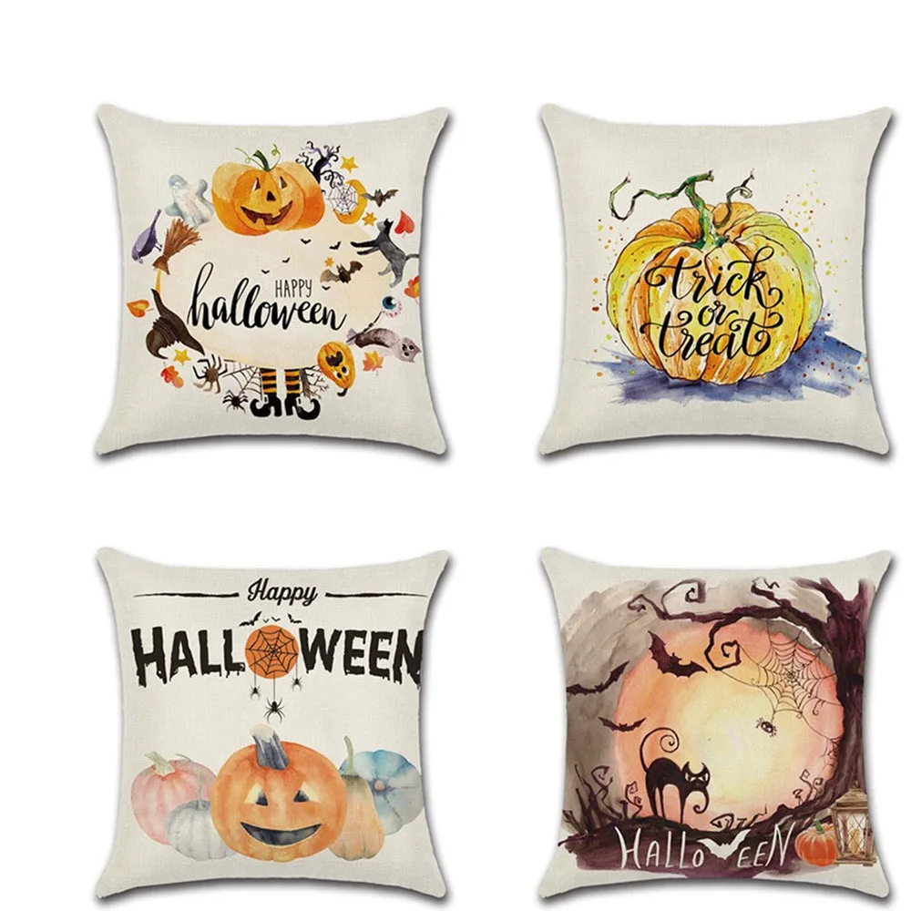 Льняная Наволочка на подушку Хэллоуин декоративная наволочка чехол с тыквой