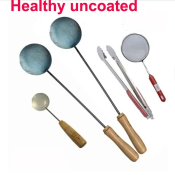 

1PCS Cooking Utensils Iron Non-Stick Spatula Spoon Fried Donuts Pancake Snack Shrimp Cake Uncoated Pure Hand Tool Spoon