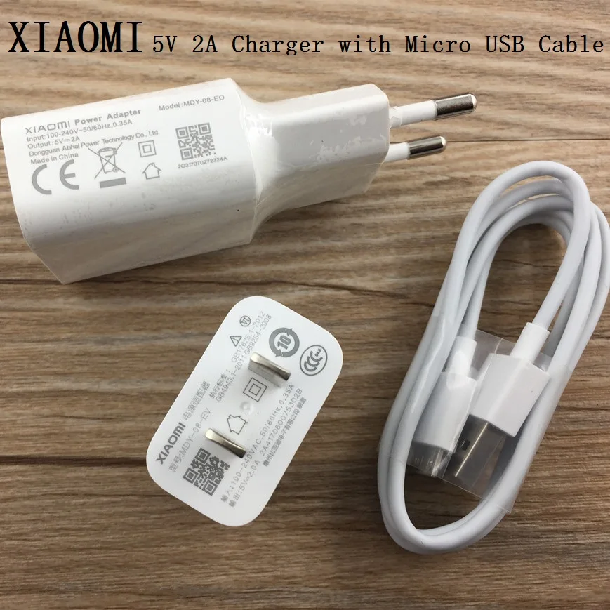 Быстрое зарядное устройство XIAOMI 5V2A QC2.0 EU US USB 10 Вт адаптер Micro Дата кабель для Mi 3S 4 4X