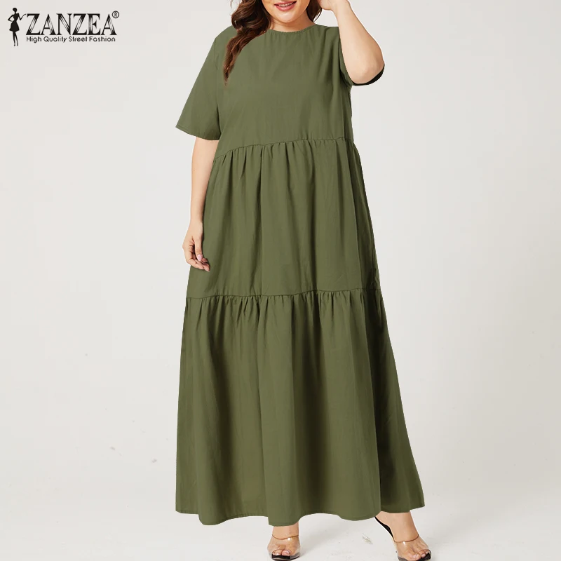 ZANZEA-vestido de verão tamanho grande para mulheres,