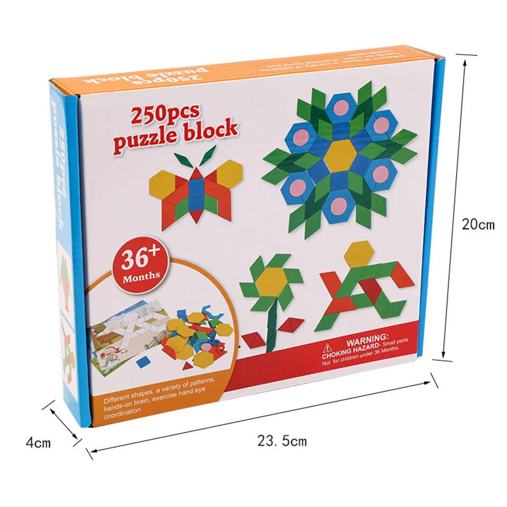 250 шт деревянные Tangram геометрические головоломки здание Тренировки Мозга Образование Детские игрушки