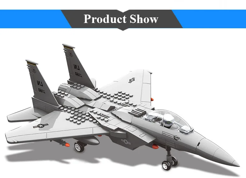 Большой размер 40 см F-15 Орел здание истребителя Блок игрушка для детей Строительство игрушки Военный Истребитель модель самолета