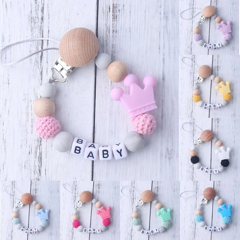 

1 Pcs Cute Baby Pacifer-clip Holdr Cartoon Crown Pattern Baby Teether Holdr Chain Pacifier Holder Chain Gift for Baby Supplies
