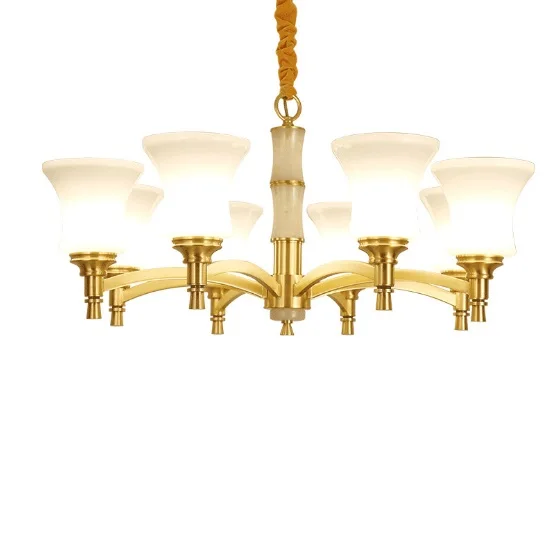 American simple copper jade living room chandelier home atmosphere creative bedroom restaurant European villa pure lamps | Освещение