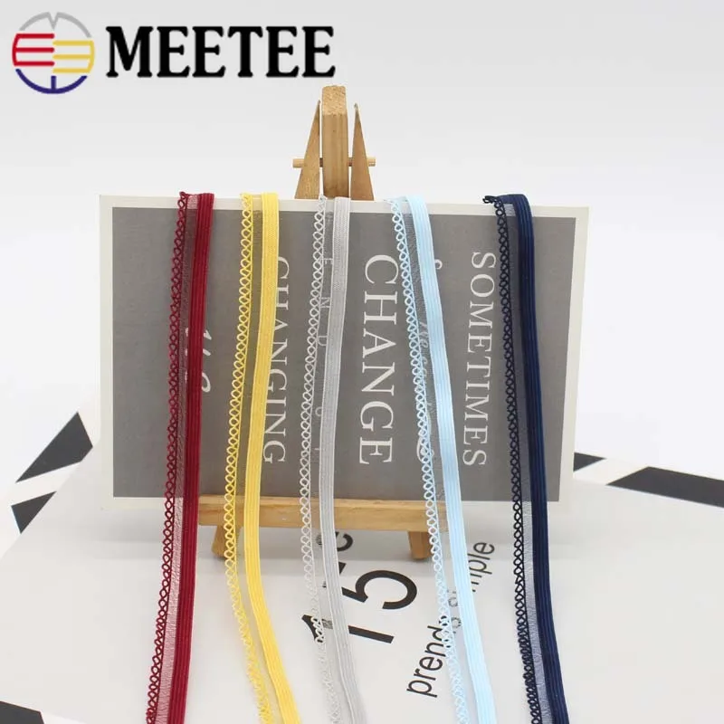 45 м Meetee шириной 13 мм Красочные эластичные ленты для бюстгальтера, аксессуары для бюстгальтера, плечевая лента, сетчатый кружевной свободный плотный пояс, сделай сам, эластичная кружевная лента EB035