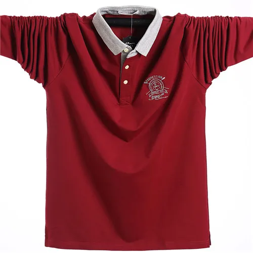 Осенние повседневные мужские рубашки поло с длинным рукавом высокого качества хлопок вышивка бренд Tace& Shark Мужские рубашки поло Евро Размер 5XL - Цвет: HY5021-RED