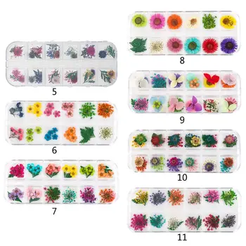 

12Grid/Box Crystal Epoxy Filler Dry Flower Mixed Nail Stickers Decoration Resin Filling Material Craft Art Jewelry DIY Making
