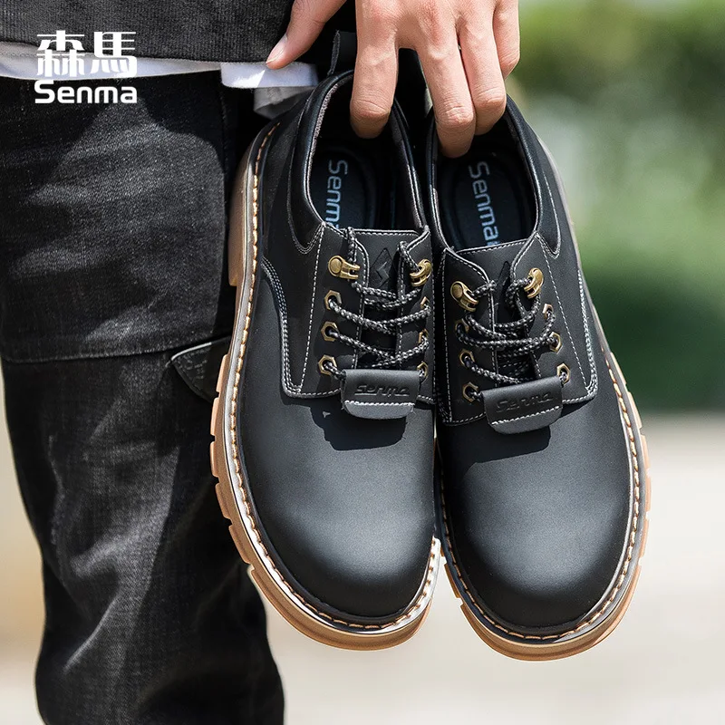 

Sen 2019 New Style Horse Work Shoes Men's Low Top Autumn Martin England Casual Shoes Trend Rubber Sole Big Head Leather Shoes