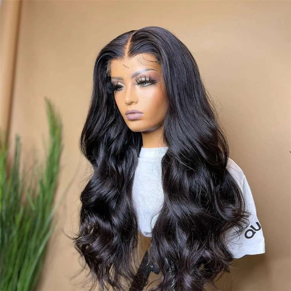Sintéticas da Parte Dianteira do Laço das Perucas Resistente ao Calor da Fibra t do Laço da Onda do Corpo com Cabelo do Bebê Perucas Glueless Cabelo 1 do corpo com cabelo do bebê glueless
