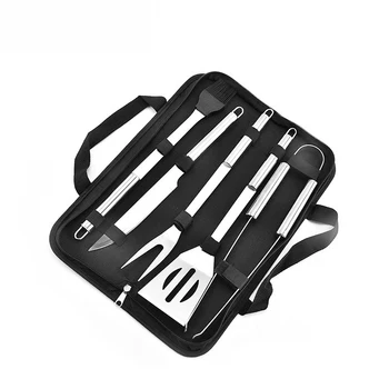 

Barbecue Grill Accessories Set with Portable Carry Bag Barbecue Grilling Utensils Non-stick BBQ Tool Stainless Steel 5pcs