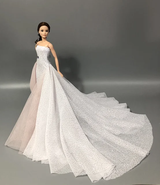 case for barbie doll clothes Princess dress trailing wedding bride marriage dress for barbie accessories toys house ornaments see chart13