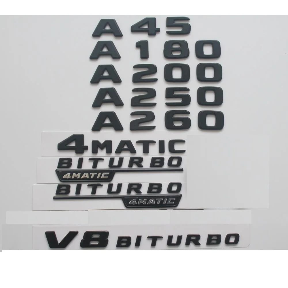 Gloss Black A45 Trunk Logo Sticker Decal Emblem Badge Package for W176 A180 A200 