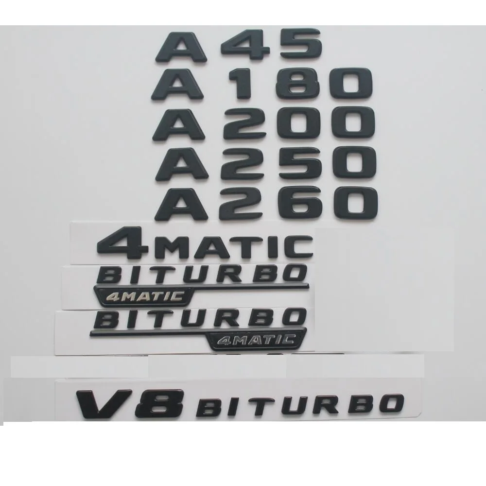 Для Mercedes Benz Black W176 W177 A35 A45 A45s AMG эмблема A160 A180 A200 A220 A240 A250 A260 A290 TURBO 4matic эмблемы |