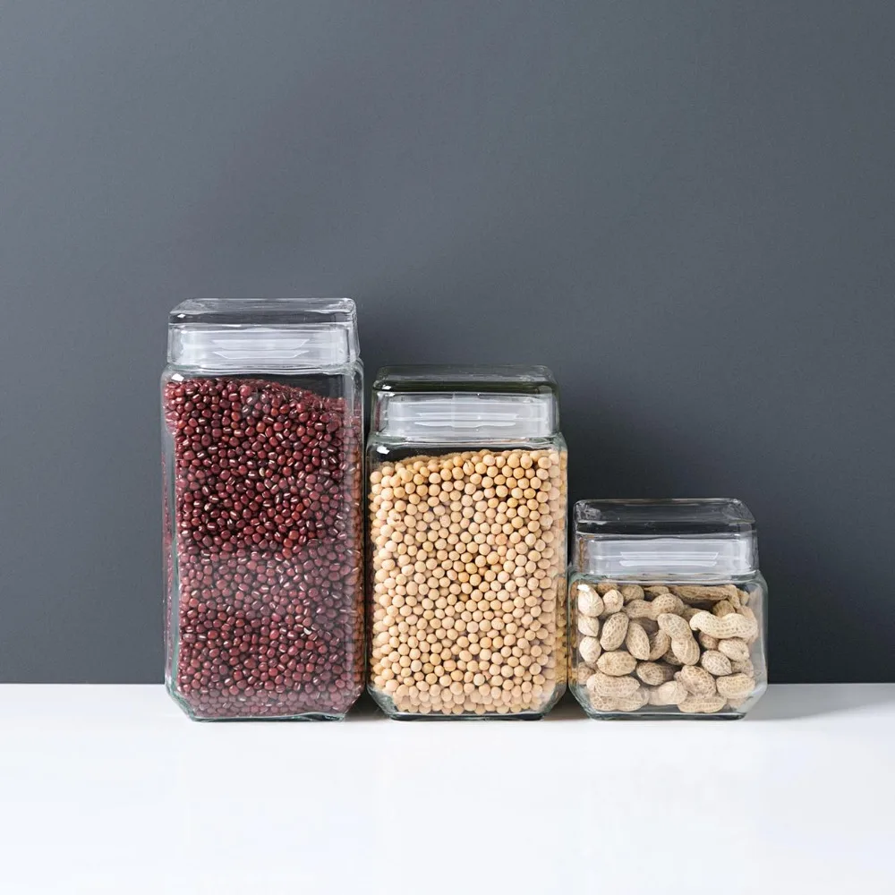 900/1700/2200ML прозрачный утолщаются Стекло Закрытая банка с крышкой Мёд бутылка Еда ящик для хранения бытовой зерна бак для хранения