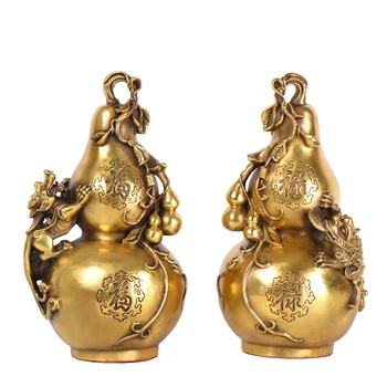 

LAOJUNLU Pure Copper Pixiu Gold Toad Fu Lu Gourd Decoration Crafts Home Shop, PiXiu Gold Toad Fu Lu Gourd(pair)