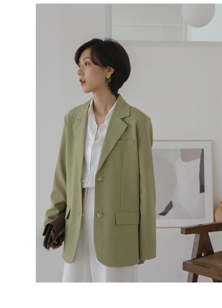 Korean-style Autumn& Winter New Style Simple Retro Straight-Cut Small Plaid after Belt Long Sleeve Casual Suit Women's X17