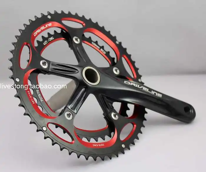 

Taiwan Driveline Double Color Anode Highway One-piece Crankset 950 Grams 56/42 Modified Folding