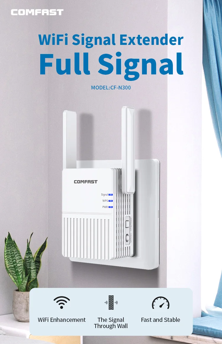 Wi-Fi ретранслятор 300 м 2 антенны беспроводной усилитель сигнала US COMFAST N300 точка