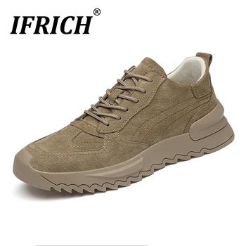

2020 New Designer Sneakers For Men Khaki Leather Sneakers Mens Luxury Brand Men Shoes Fashion Young Casual Shoes Size 38-44