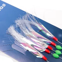 5Pcs Fishing Hooks Bait Lure Mackerel Outdoor Rigs White Foil Coarse Deep Sea Fish Flash Herring High-carbon Steel