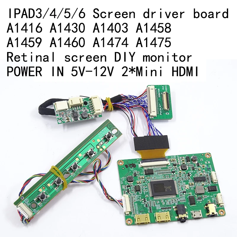 2K MiniHDMI-compatib Controller Board for iPad 3 4 9.7Inch LP097QX1 SPA1 SPAV SPC1 EDP Signal 4-Channel 51-Pin LCD Display Panel |