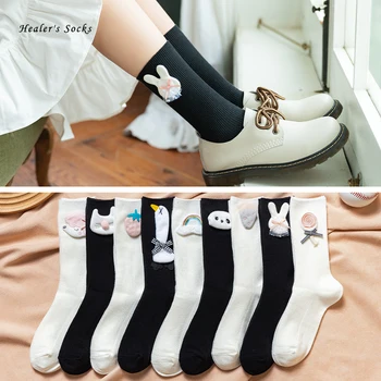 

New Rabbit Candy Women Socks Cotton Funny Happy Color stereoscopic Duck Rainbow Harajuku Fashion Casual Soft Cute Girls Sockings