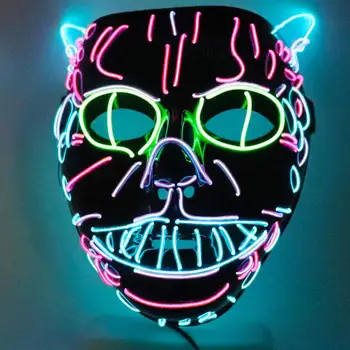 

LED Flashing Light Glowing Cat Mask Masquerade Cosplay Horror Halloween Mask Scary Decoration For Halloween Party