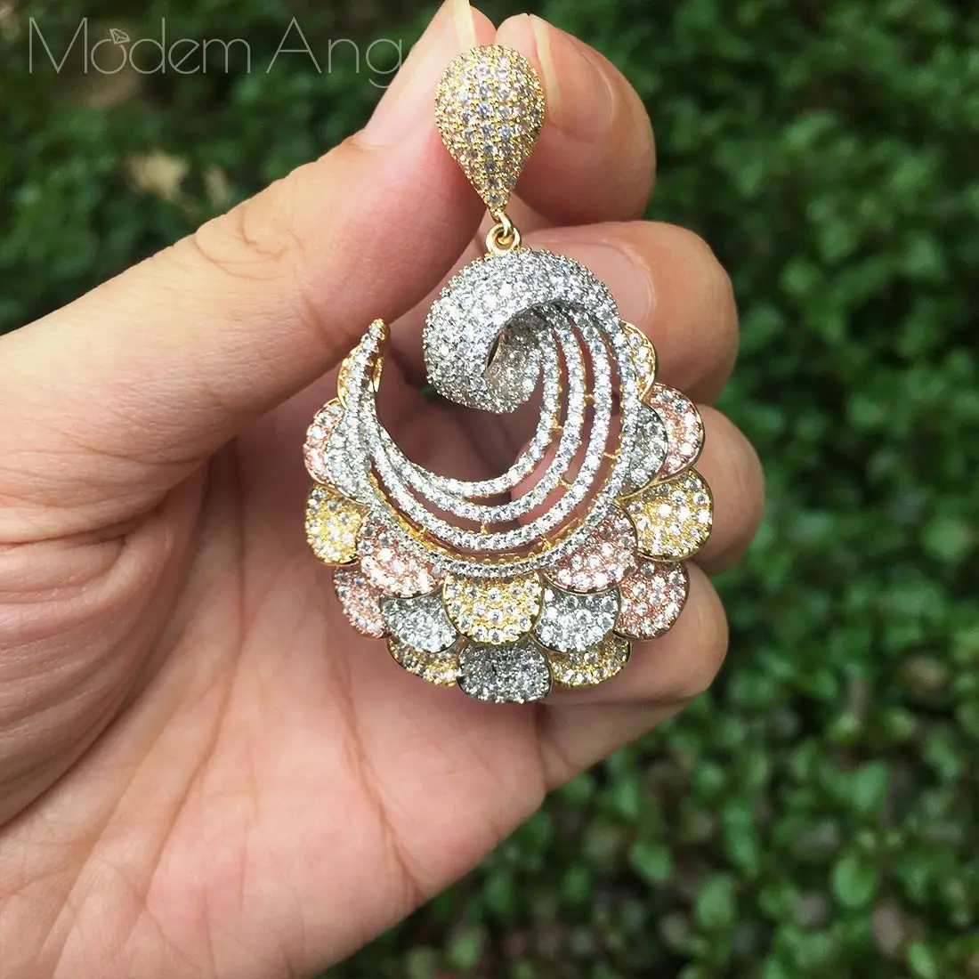 ModemAngel Роскошная коллекция листьев полная микро инкрустация кубическим цирконием женские свадебные обручение серьги ювелирные изделия зависимости