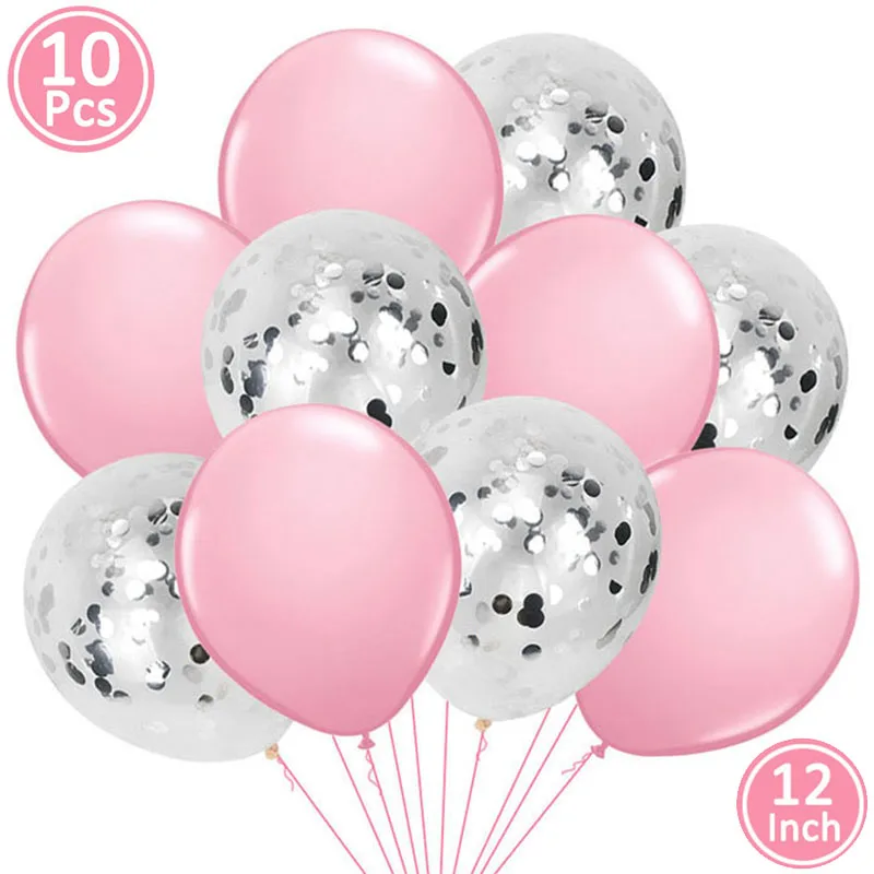 10 шт мульти конфетти хром шар Свадебные украшения DIY Baby Shower его для девочек и мальчиков Babyshower курица принадлежности для вечеринки-девичника - Цвет: latex silver pink
