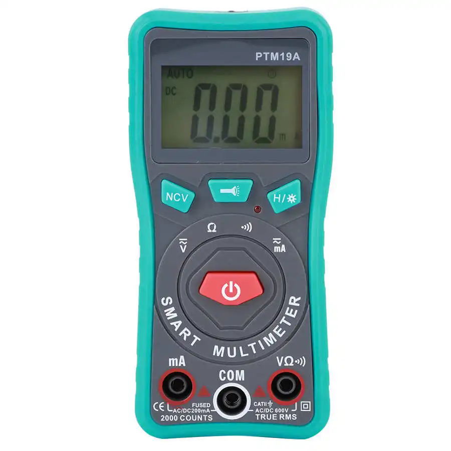 LCD Display Digital Smart Multimeter DC AC Voltage Current Resistance NCV Tester Meter PTM19A