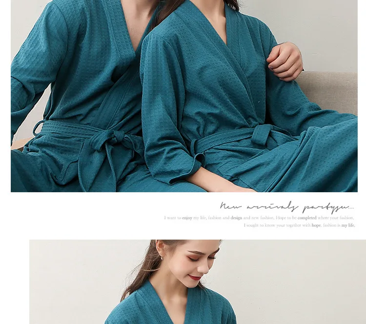 men satin pajamas Men Couples Casual Kimono Bathrobe Autumn Cotton Long Robe Waffle Sleepwear Plus Size XXXL Nightgown Male Loose Home Wear Lovers pink silk pajamas