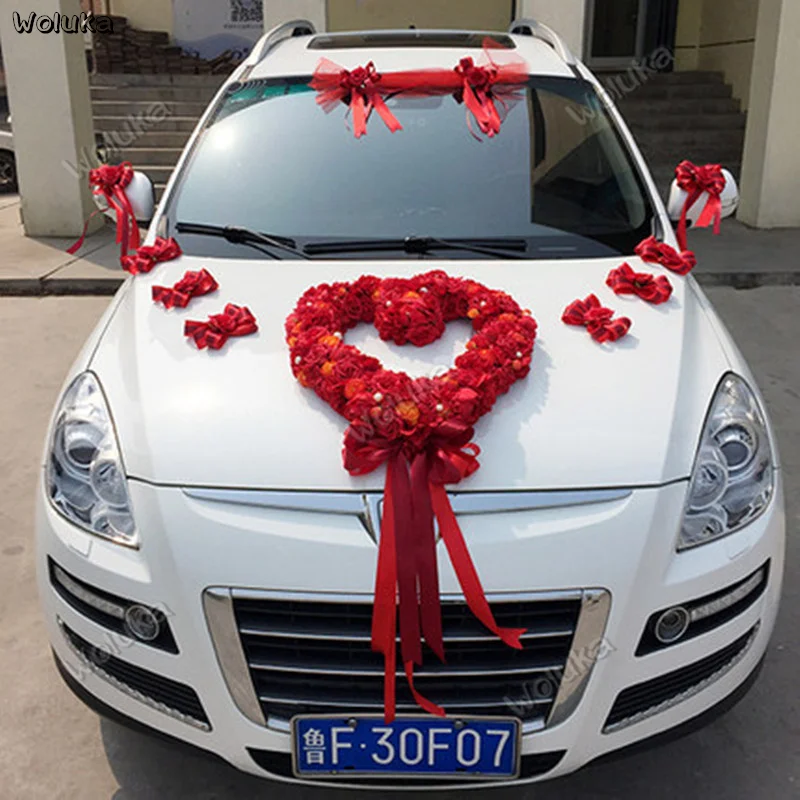 Украшение автомобиля свадебное красное сердце свадебное оформление автомобиля набор моделирования поплавок Свадебная голова невесты украшение автомобиля CD50 Q03