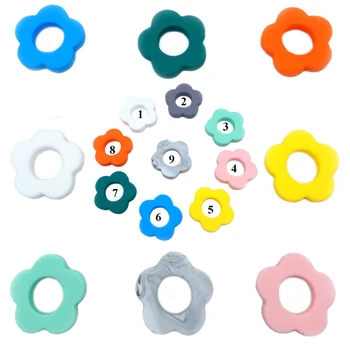 

10Pcs Silicone 4.5mm Bead Flower Baby Teether Nursing DIY Crafts Chew Bead Clips Soother Chain Pacifier Accessories Teething Toy