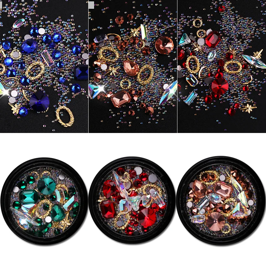 

Nail Ornament Diamond Pointed Bottom Special-Shaped Diamond Transparent AB Crystal Glass Diamond Decorations Elf Beads Mixed