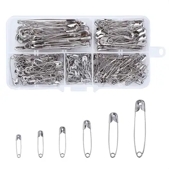 

1 Box 6-Size Safety Pins Sets Pack 22mm 28mm 32mm 38mm 45mm 55mm for Home Office Use Art Craft Sewing Jewelry Making