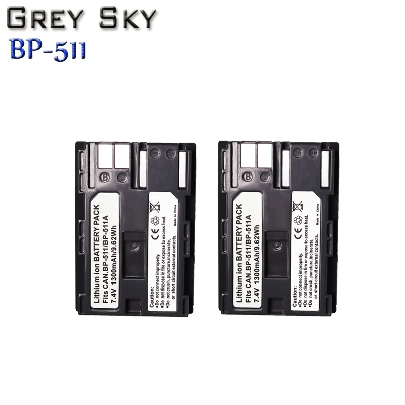 2x7,4 v 1300 мА/ч, BP-511A BP-511 BP 511 511A BP511 BP511A Батарея+ ЖК-дисплей USB Зарядное устройство для цифровой однообъективной зеркальной камеры Canon EOS 40D 300D 5D 20D 30D 50D камера - Цвет: 2 battery