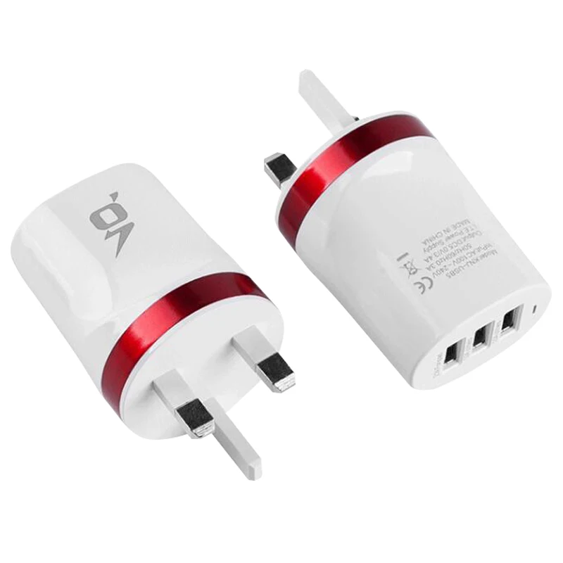 UK-Red США Мульти USB настенное зарядное устройство портативное 3 порта зарядное устройство кирпич путешествия штекер куб телефон зарядка iPhone X/8 Plus/8 iPad samsung Galaxy - Цвет: UK-Red