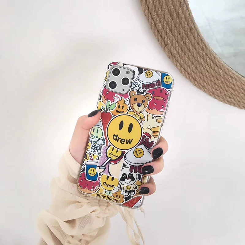 Роскошный бренд Джастин Бибер drew house мягкий силиконовый чехол для iPhone 6 7 8 8plus X XR XS Max 11 Pro смайлик чехол для телефона