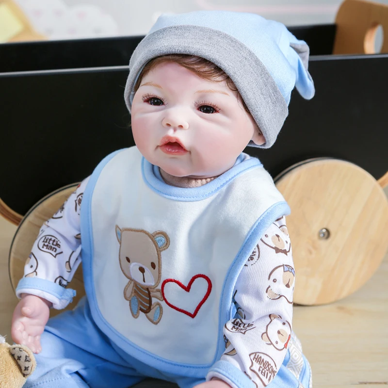 

52CM Baby doll bebe reborn boy brown soft hand rooted hair soft body lifelike real touch children gift toy boneca reborn