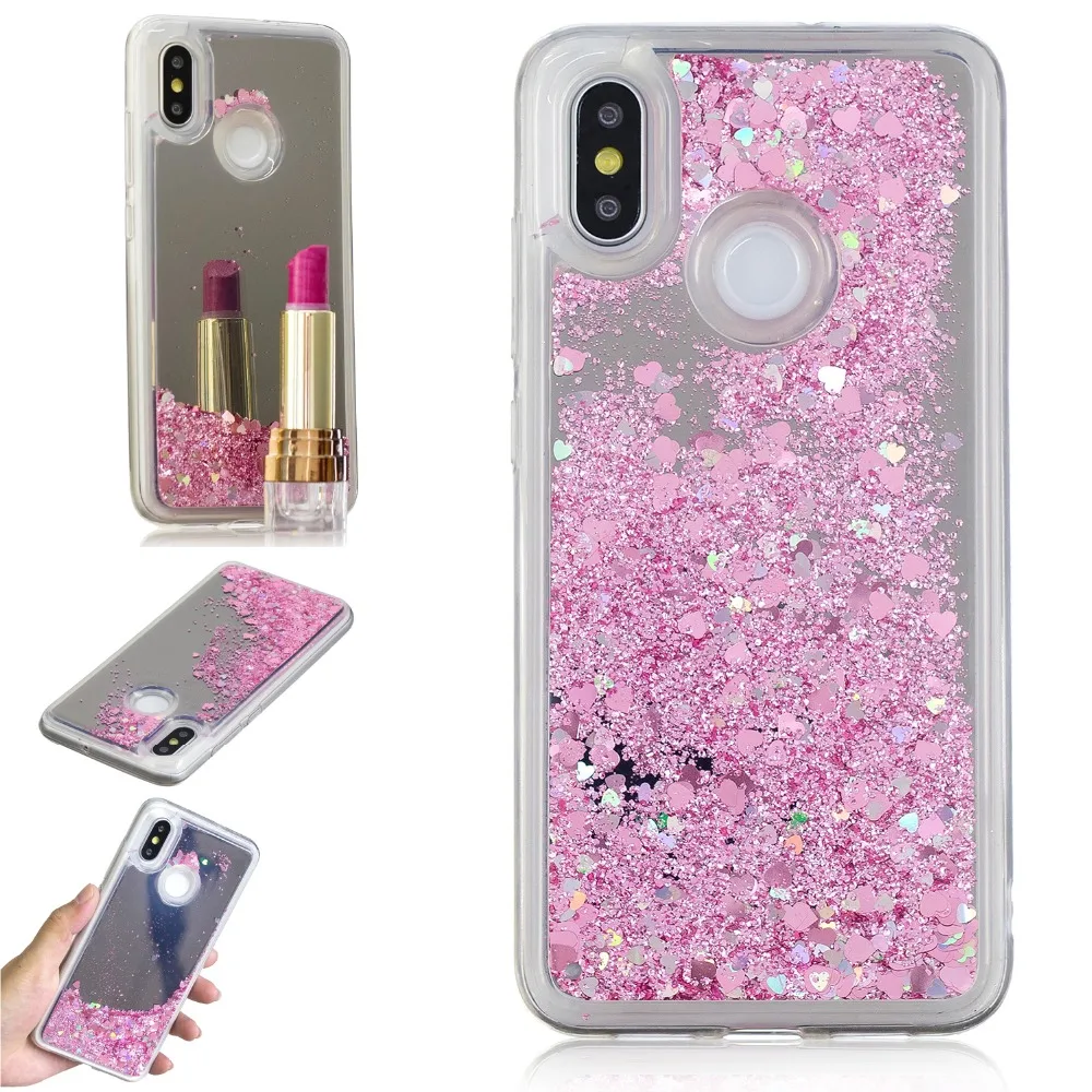 HYAIZLZ Shockproof Case for Xiaomi 8 SE Redmi 6 Note 4 4X 5 Plus Pro Back Cover Coque Dynamic Quicksand Mirror Fundas |