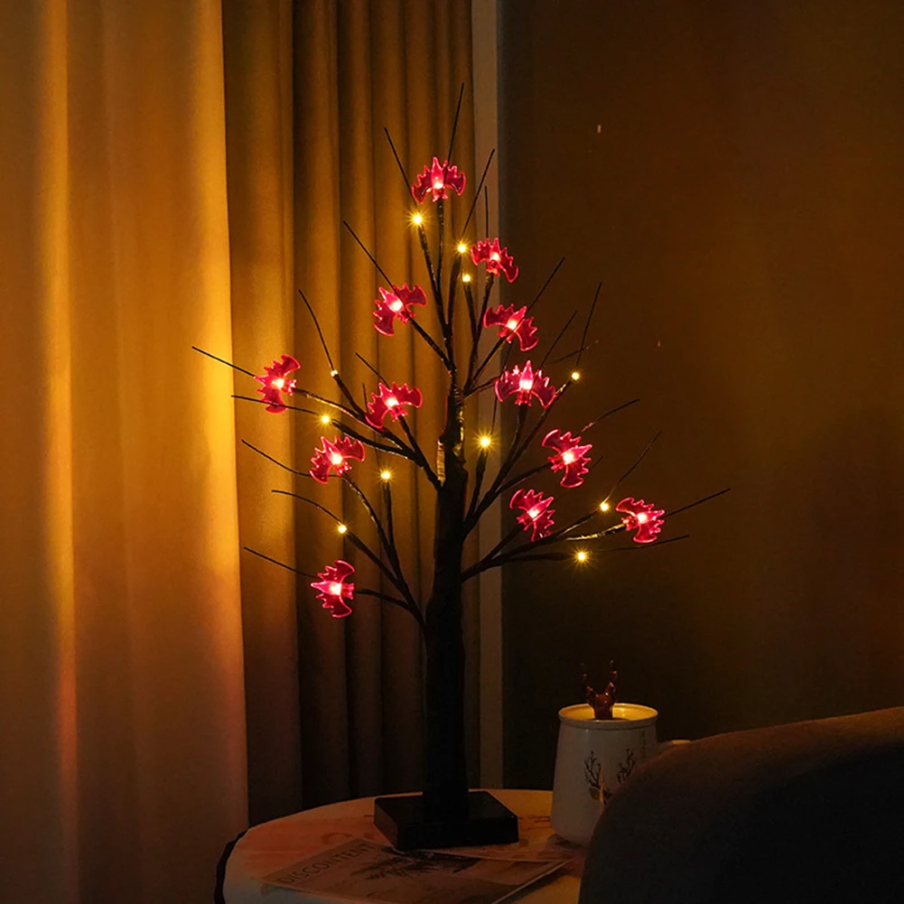 Criativo Árvore Lâmpada Halloween Incandescente Abóbora Decoração Fantasma Festival Bat Simulação Luz Quarto Casa 24led 5 24led criativo árvore lâmpada halloween incandescente abóbora