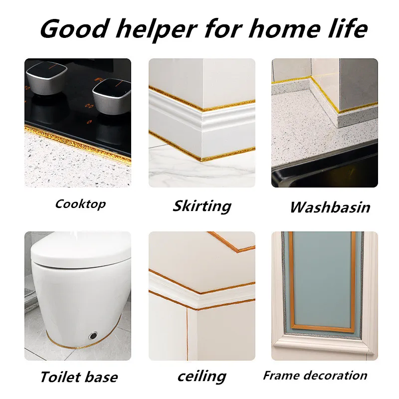 1-6M Self Adhesive Tape Waterproof Beautiful Joint Floor Seam Line Sticker Background Wall Ceiling Edge Corner Seal Home Decor