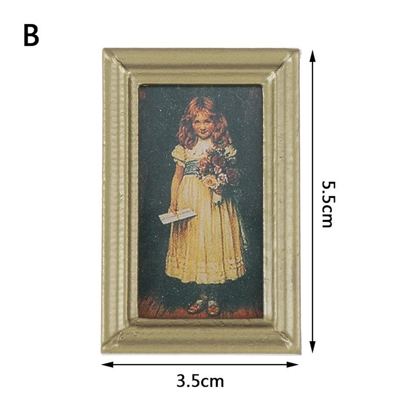 1PCS Горячая 1:12 1/12 масштаб фотографии картина маслом Настенная картина для 1:12 кукольный домик Миниатюрный Miniaturas Casa De Munecas - Цвет: 1PCS