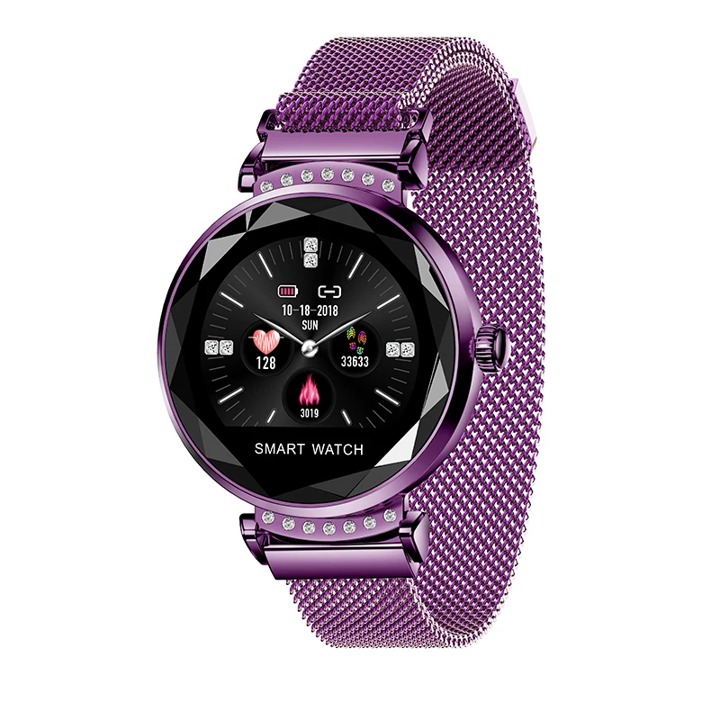 Новейшая мода H2 Smartwatch для женщин 3D алмазное стекло Пульс кровяное давление монитор сна лучший подарок браслет для смарт-часов