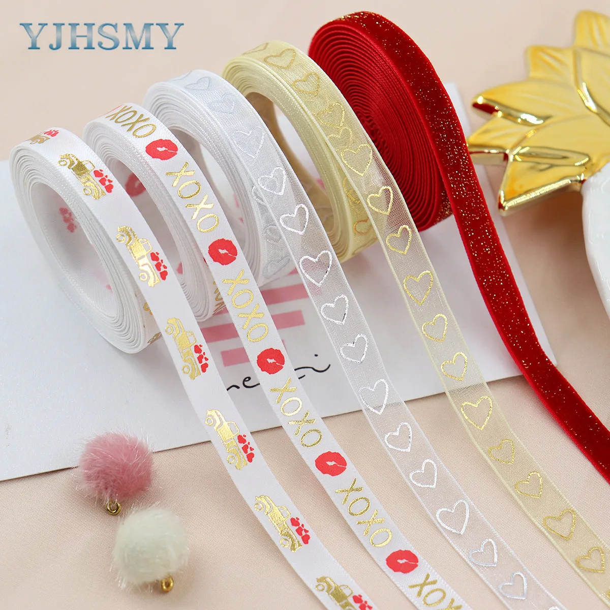 Valentine's Day Ribbons Heart Ribbons Craft Ribbons for Valentine Wedding Craft，Mother's Day