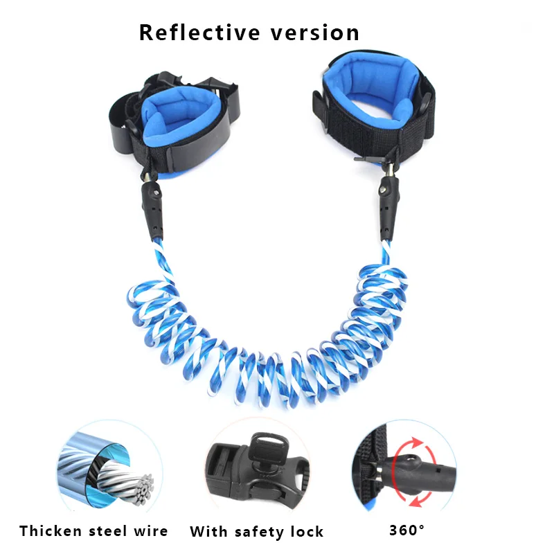 Reflective with Lock Анти-потерянный соединитель на запястье поводок для ребенка безопасности жгут бандаж для беременных веревка открытый ходьба ручной ремень браслет анти-потеря детей - Цвет: Reflective with Lock