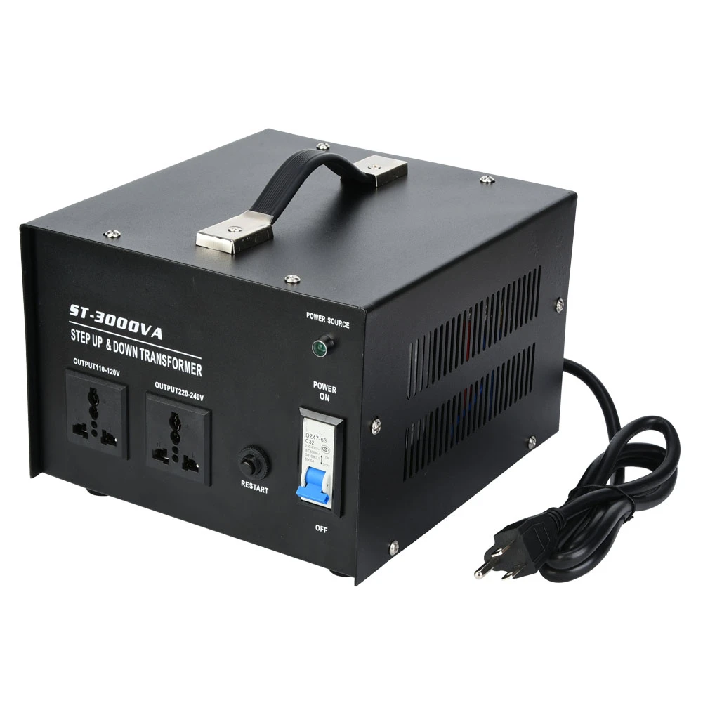 

3000W Voltage Regulator Converter 110V to 220V Single Phase Power Transformer Built-in Circuit Breaker Overload Protection