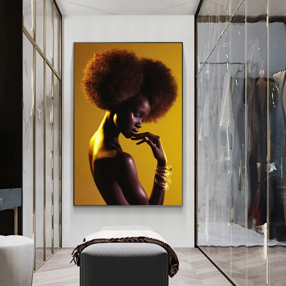 Stampa su TELA Colore personalizzato Tela tesa Donna africana regina fiori colori arte nero, decorazione da parete artistica, ritratto africano, afrocentrico - Italia