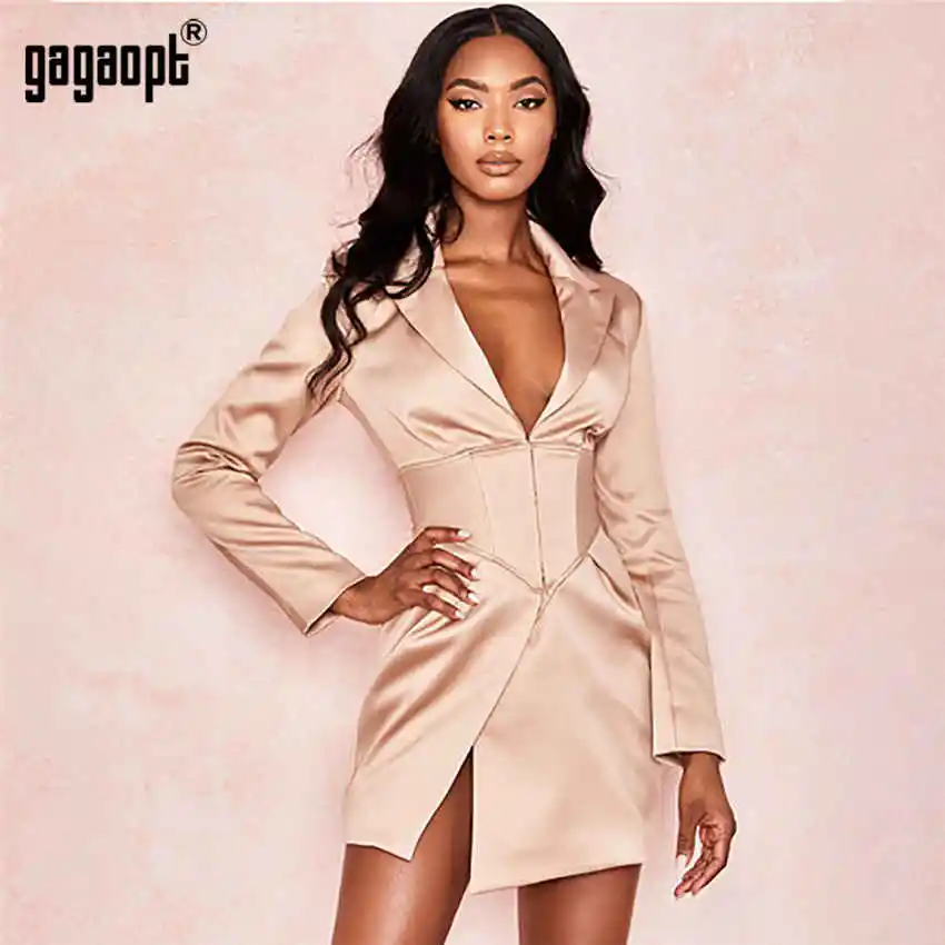 Gagaopt сплошной цвет хаки женский костюм с длинными рукавами элегантное пальто офисное женское осеннее тонкое пальто - Цвет: Хаки